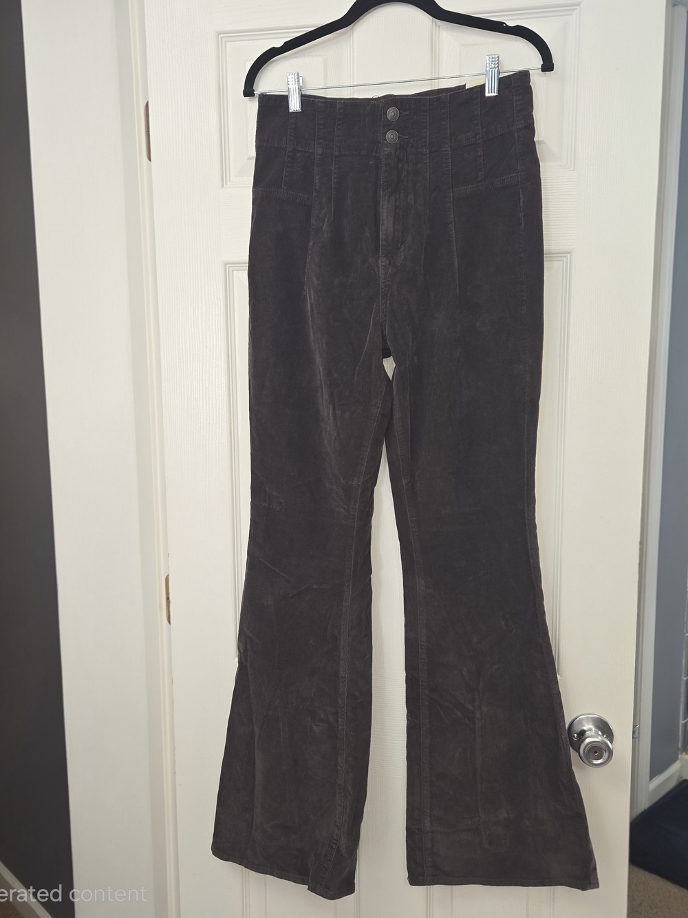 NWT Free People We The Free Jayde Cord High Rise Flare Pants 29 Brown Corduroy